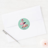 Oranje flamingo waterverf vogelkunst ronde sticker (Envelop)