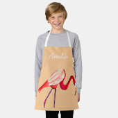 Oranje flamingo waterverf vogelkunst schort (Gedragen)