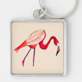 Oranje flamingo waterverf vogelkunst sleutelhanger (Voorkant)