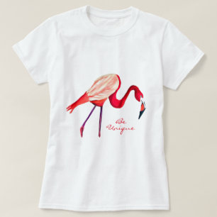 Oranje flamingo waterverf vogelkunst t-shirt