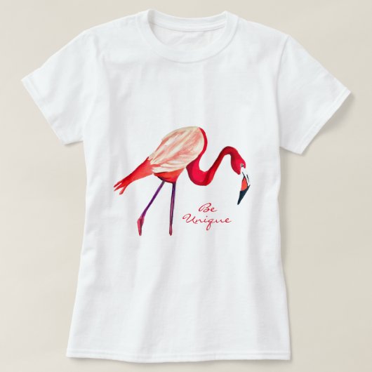Oranje flamingo waterverf vogelkunst t-shirt (Design voorkant)