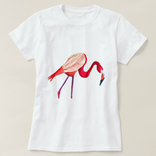 Oranje flamingo waterverf vogelkunst t-shirt