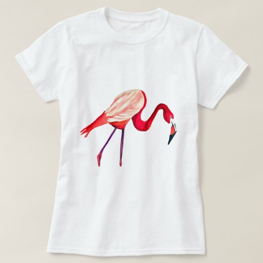 Oranje flamingo waterverf vogelkunst t-shirt (Design voorkant)