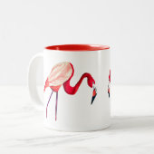 Oranje flamingo waterverf vogelkunst tweekleurige koffiemok (Voorkant links)