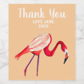 Oranje flamingo waterverf vogelkunst wijn etiket (Enkel label)