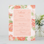 Oranje flat-menu met floreel roos menu (Staand voorkant)