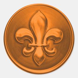 Oranje Fleur de Lis Envelope Seal Embossed Kijk Ronde Sticker