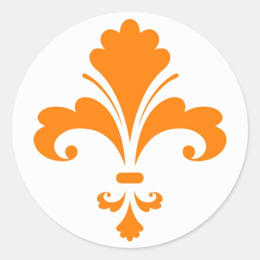 Oranje Fleur de lis Ronde Sticker (Voorkant)
