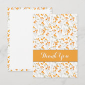 Oranje floraal botanisch patroon bedankkaart (Voorkant / Achterkant)