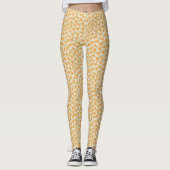 Oranje Floral 70s Retro Leggings (Voorkant)