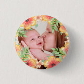 Oranje Floral - Aangepaste foto Ronde Button 3,2 Cm (Voorkant)
