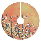 Oranje Floral Abstract Kerstboom Rok (Voorkant)