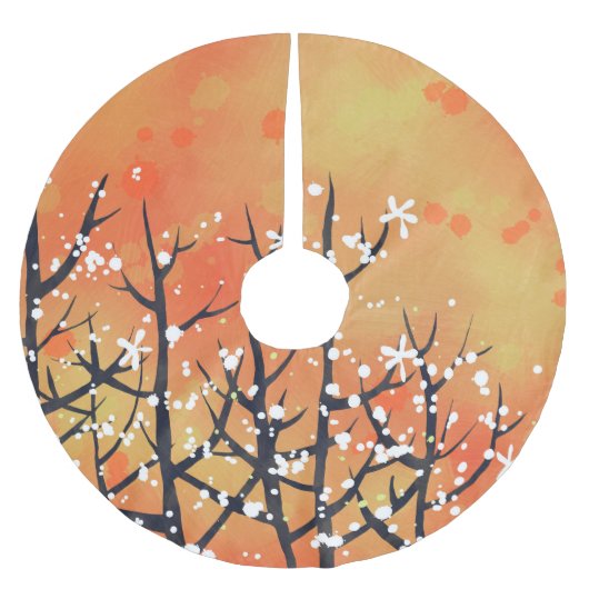 Oranje Floral Abstract Kerstboom Rok (Voorkant)