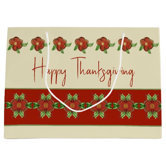  Oranje Floral Accented Groot Cadeauzakje (Voorkant)