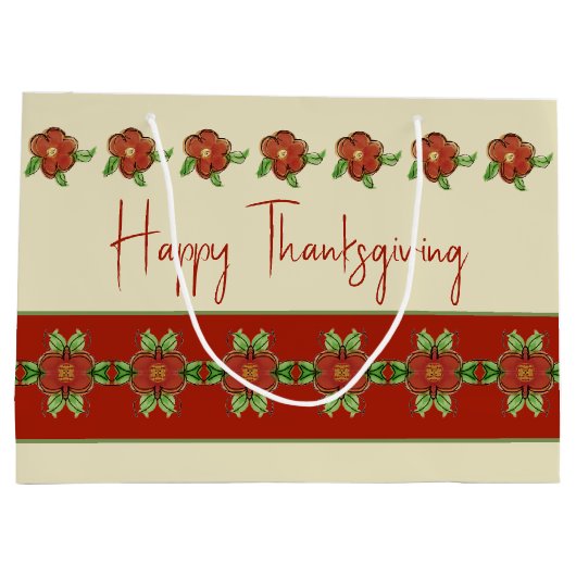  Oranje Floral Accented Groot Cadeauzakje (Achterkant)