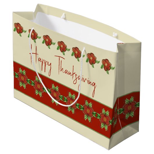  Oranje Floral Accented Groot Cadeauzakje (Achterkant Gekanteld)