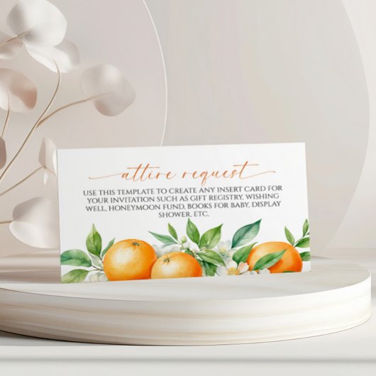Oranje Floral Attire Request Enclosure Kaart