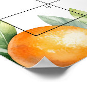 Oranje Floral Baby shower Guess Vervaldatum Kalend Poster (Hoek)