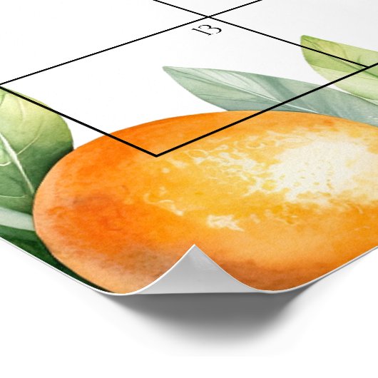 Oranje Floral Baby shower Guess Vervaldatum Kalend Poster (Hoek)