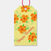 Oranje Floral Birthday Gift Labels Cadeaulabel (Voorkant)