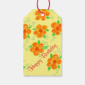 Oranje Floral Birthday Gift Labels Cadeaulabel (Achterkant)