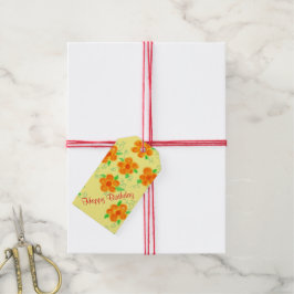 Oranje Floral Birthday Gift Labels Cadeaulabel