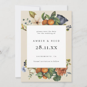 Oranje Floral botanische Boho Save The Date
