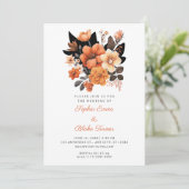 Oranje Floral Bouquet Herfst White Wedding Kaart (Staand voorkant)