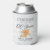 Oranje Floral - Cheers tot 100e verjaardag Blikjeskoeler (Blikje Achterkant)