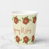 Oranje Floral Designer Papieren Bekers (Achterkant)