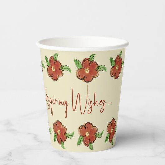 Oranje Floral Designer Papieren Bekers (Achterkant)