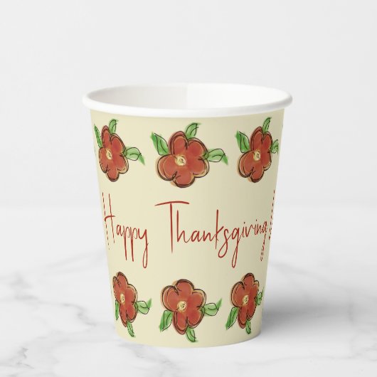 Oranje Floral Designer Papieren Bekers (Links)