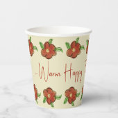 Oranje Floral Designer Papieren Bekers (Voorkant)