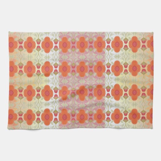 Oranje Floral Designer Theedoek (Horizontaal)