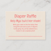 Oranje Floral Diaper Raffle Instructies & Ticket Informatiekaartje (Voorkant)