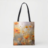 Oranje Floral Dream Achtergrond Textuur Tote Bag (Voorkant)