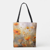 Oranje Floral Dream Achtergrond Textuur Tote Bag (Achterkant)