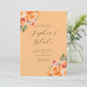  Oranje Floral Elegant Oranje Wedding Kaart (Staand voorkant)
