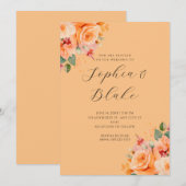  Oranje Floral Elegant Oranje Wedding Kaart (Voorkant / Achterkant)