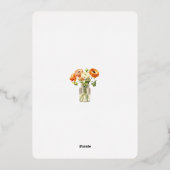 Oranje Floral Elegant Zwart 50ste Verjaardagsfeest Folie Uitnodiging (Achterkant)