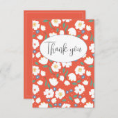 Oranje Floral-flatje - Hartelijk dank Bedankkaart (Voorkant / Achterkant)