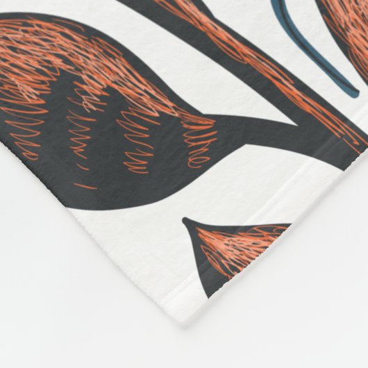 Oranje Floral Fleece Deken (Hoek)