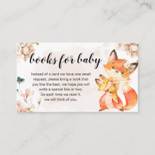 Oranje Floral Fox Baby shower Boeken voor Baby Informatiekaartje