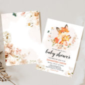 Oranje Floral Fox Baby shower Kaart