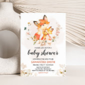 Oranje Floral Fox Baby shower Kaart
