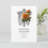 Oranje Floral Gothic Bachelorette Party Kaart (Staand voorkant)