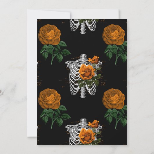 Oranje Floral Gothic Bachelorette Party Kaart (Achterkant)