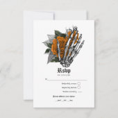Oranje Floral Gothic Wedding RSVP Kaartje (Voorkant)