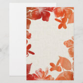 Oranje Floral-grens Briefpapier (Voorkant / Achterkant)