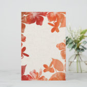 Oranje Floral-grens Briefpapier (Staand voorkant)